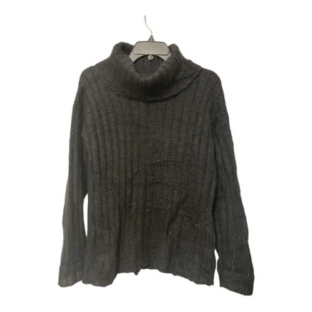 Jones New York Womens Mohair Sweater Black Loose Knit Cowl Neck Size Large